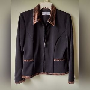 NEW Jessica Howard Blazer with Animal Print Trim